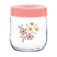 foto банка для зберігання продуктів herevin pink flowers з кришкою, 425 мл, 10*9*9 см, (171341-075)