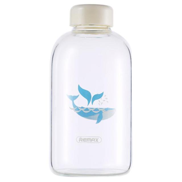 foto пляшка для води remax glass bottle rt-cup33 whale 650ml (кит / біла)