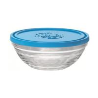 foto контейнер duralex lys carre круглий, з синьою кришкою, скляний, 20.5 см, 1.59 л (9067am06)
