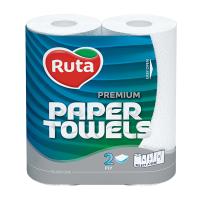 foto паперові рушники ruta premium білі, 2-шарові, 120 відривів, 2 шт