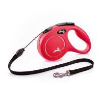 foto повідець-рулетка для собак flexi new classic шнур, червоний, розмір м, 5 м, до 20 кг