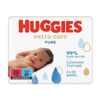 foto дитячі вологі серветки huggies pure extra care, 56*3 шт