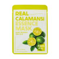 foto тканинна маска для обличчя farmstay real calamansi essence mask з екстрактом каламансі, 23 мл