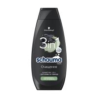 foto шампунь для чоловіків 3-в-1 schauma men очищення з вугіллям та глиною, для волосся, тіла та обличчя, 400 мл