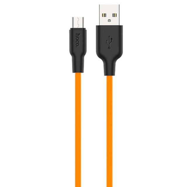 foto дата кабель hoco x21 plus silicone microusb cable (1m) (black / orange)