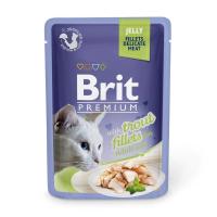 foto вологий корм для кішок brit premium cat pouch з філе форелі в желе, 85 г