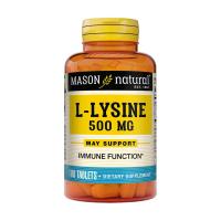 foto дієтична добавка в таблетках mason natural l-lysine, l-лізин 500 мг, 100 шт