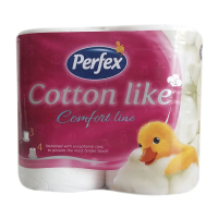foto туалетний папір boni perfex cotton like білий, 3-шаровий, 100 відривів, 4 рулони