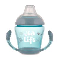 foto кружка-непроливайка canpol babies sea life з м'яким силіконовим носиком, сіра, 230 мл