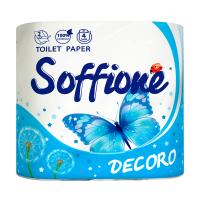 foto туалетний папір soffione decoro двошаровий синій, 4 шт