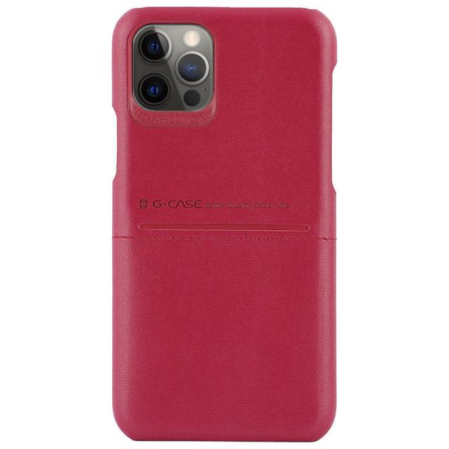 foto шкіряна накладка g-case cardcool series для apple iphone 12 pro max (червоний)