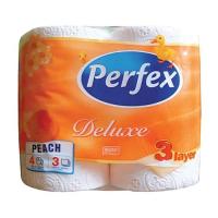 foto туалетний папір boni perfex deluxe персик 3х-шаровий 150 відривів, білий, 4 шт