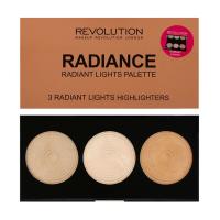 foto палетка освітлювальних хайлайтерів для обличчя makeup revolution highlighter palette radiance, 15 г