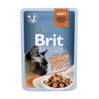 foto вологий корм для кішок brit premium cat pouch з філе індички в соусі, 85 г