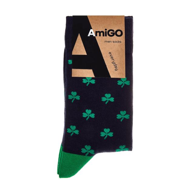 foto шкарпетки чоловічі amigo f02 класичні, трилисник, чорні, розмір 25