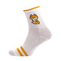 foto шкарпетки підліткові siela rt1323-130 високі, спортивні, білі з двома смужками та лисичкою, розмір 31-34