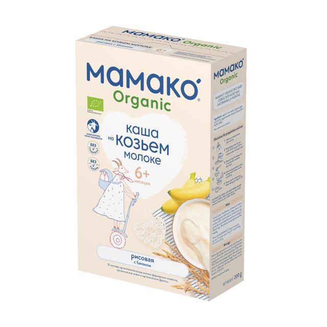 foto дитяча молочна каша мамако organic рисова з бананом на козячому молоці, від 6 місяців, 200 г