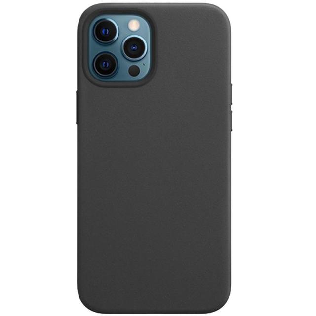 foto шкіряний чохол leather case (aaa) without logo для apple iphone 12 pro (6.1'') (black)