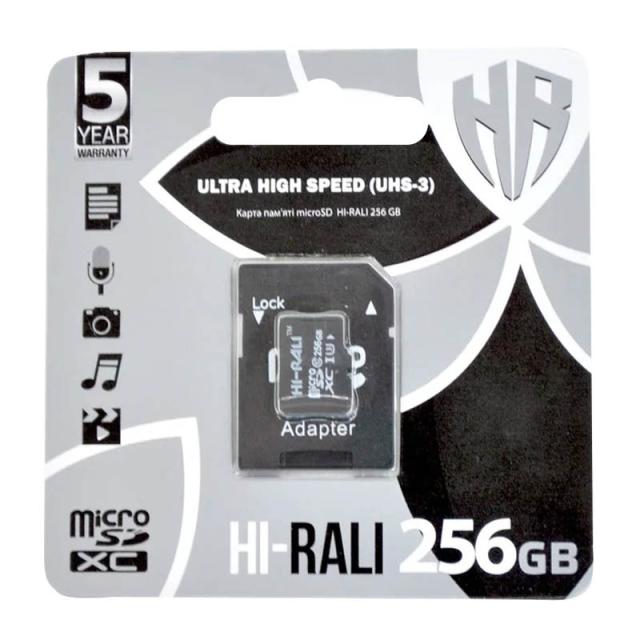foto карта пам'яті hi-rali microsdxc (uhs-3) 256 gb card class 10 з адаптером