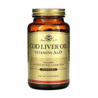 foto харчова добавка в капсулах solgar cod liver oil & vitamins a & d олія печінки тріски з вітамінами a & d, 250 шт