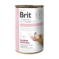 foto вологий корм для собак brit veterinary diet hypoallergenic при харчовій алергії, з лососем та горошком, 400 г