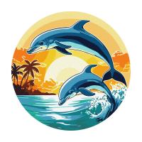 foto картина за номерами ідейка грайливі дельфіни, 33 см (kho-r1028)