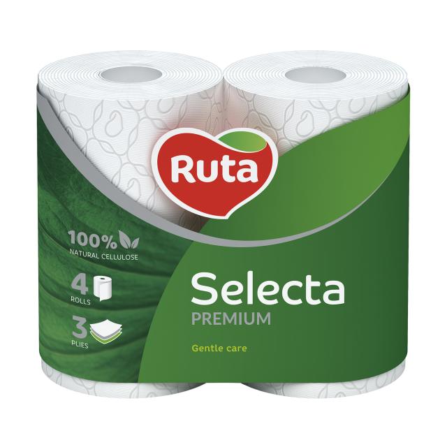 foto туалетний папір ruta selecta білий, 3-шаровий, 150 відривів, 4 шт