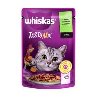 foto вологий корм для дорослих кішок whiskas tasty mix з ягням, куркою та морквою, 85 г