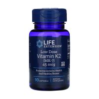 foto дієтична добавка вітаміни в капсулах life extension low dose vitamin k2 (mk-7) вітамін к2 (мк-7) 45 мкг, 90 шт