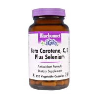 foto дієтична добавка вітаміни та мінерали в капсулах bluebonnet nutrition бета-каротин, c, е + селен, 120 шт