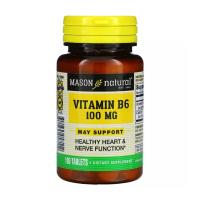 foto харчова добавка вітаміни в таблетках mason natural vitamin b6 вітамін b6 100 мг, 100 шт