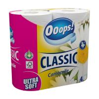 foto туалетний папір ooops! classic camomile білий, 3-шаровий, 140 відривів, 4 рулони