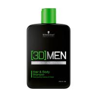 foto чоловічий шампунь для волосся та тіла schwarzkopf professional 3d men hair & body shampoo, 250 мл