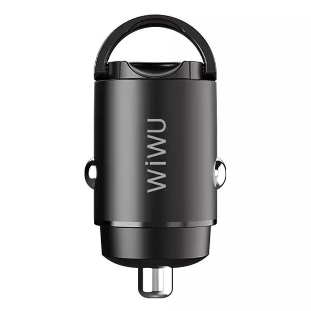 foto азп wiwu pc301 mini car charger (usb-a qc 4.0/30w/5a) (чорний)