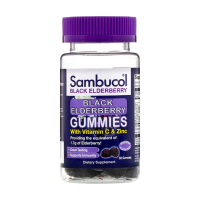 foto дієтична добавка в жувальних таблетках sambucol black elderberry with vitamin c & zinc чорна бузина з вітаміном c та цинком, 30 шт