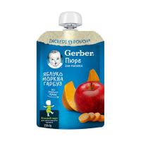 foto дитяче фруктово-овочеве пюре gerber яблуко, морква та гарбуз, від 6 місяців, 150 г