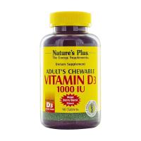 foto харчова добавка вітаміни в жувальних таблетках naturesplus adult's chewable vitamina d3 1000 iu  зі смаком ягід, 90 шт