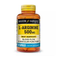 foto харчова добавка амінокислота в капсулах mason natural l-arginine l-аргінін 500 мг, 60 шт