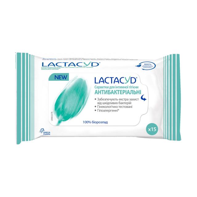 foto серветки для інтимної гігієни lactacyd антибактеріальні, 15 шт
