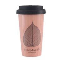 foto чашка limited edition minimalism із силіконовою кришкою, коралова, 400 мл (htk-027)