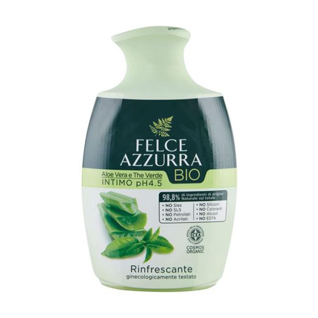 foto рідке мило для інтимної гігієни felce azzurra bio aloe vera & green tea алое вера та зелений чай, 250 мл