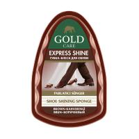 foto губка-блиск для взуття gold care express shine shoe shining sponge коричневий, 1 шт