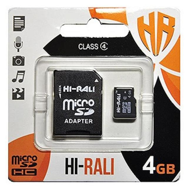 foto карта пам'яті hi-rali microsdhc 4 gb card class 4 + sd adapter