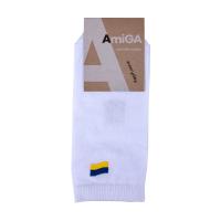 foto шкарпетки жіночі amiga укорочені, білі з вишивкою прапор, розмір 23-25