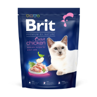 foto сухий корм для кішок brit premium by nature cat adult з куркою, 300 г