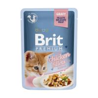 foto вологий корм для кошенят brit premium chicken fillets for kitten куряче філе в соусі, 85 г