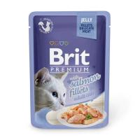 foto вологий корм для кішок brit premium cat pouch з філе лосося в желе, 85 г