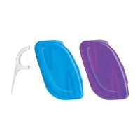 foto набір флосс-зубочистки dentek 2 дорожні футляри, синій + фіолетовий, 12 шт