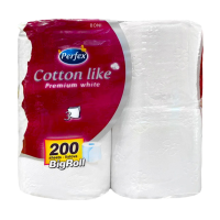 foto туалетний папір boni perfex cotton like premium white, 3-шаровий, білий, 200 відривів, 4 рулони