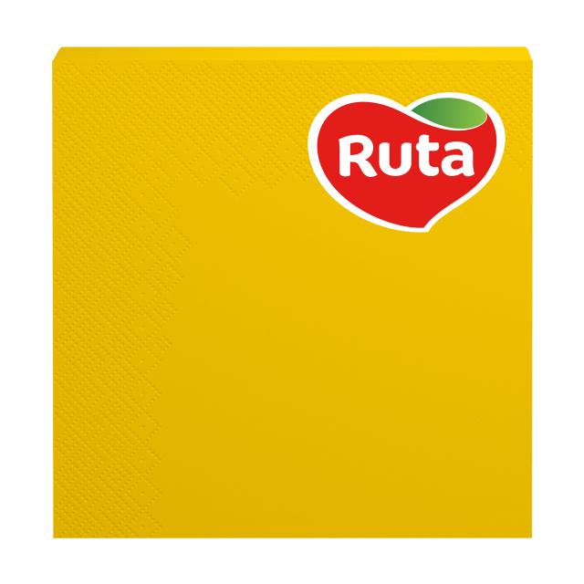 foto серветки столові ruta 33*33 3-шарові жовті, 20 шт